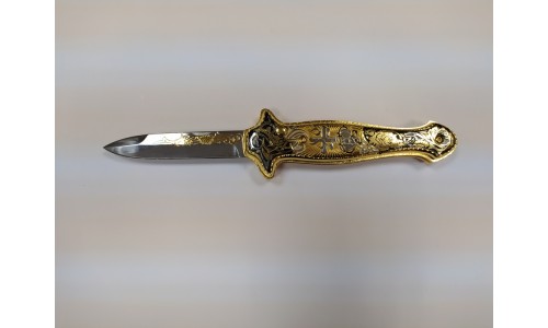 Нож складной автоматический  модель НС-6М " Золотая София" позолота (клинок сталь)