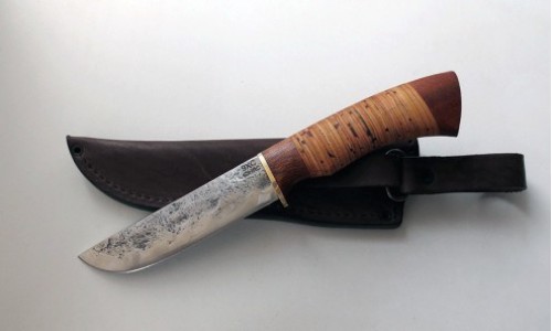 Нож Охотник, сталь 9ХС, береста (ИП Марушин А.И., г.Павлово) 