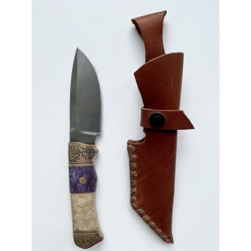Нож "Скинер" (булат, рукоятка дерево с отделкой бронзой), Павлово
