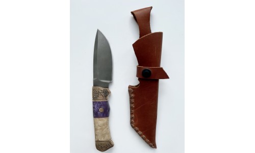 Нож "Скинер" (булат, рукоятка дерево с отделкой бронзой), Павлово