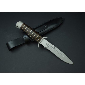 Гражданское холодное клинковое оружие нож охотничий "Кайман" рукоять кожа, хром (ЗАО "Мелита-К")