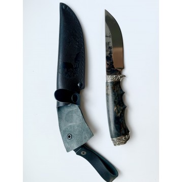 Нож "Морж" сталь Х12МФ, рукоять стаб.береза, отделка мельхиор  (ИП Данилов Е.П.)