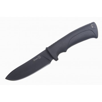 Нож "Енот" клинок черный, рукоять-эластрон; сталь-AUS-8 (ПП Кизляр) 014305