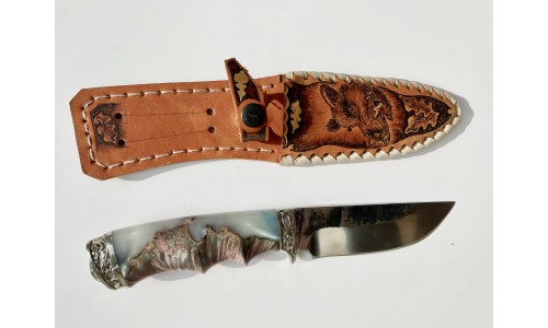 Нож "Морж" сталь Х12МФ, рукоять композит, отделка мельхиор  (ИП Данилов Е.П.)